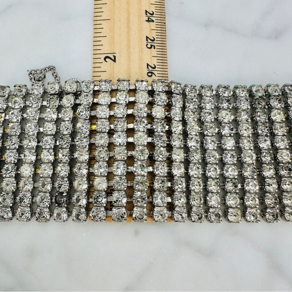 Vintage 1950s Rhinestone Bracelet 1/20 12KT GP Wide Panel Glam Estate Costume - Picture 12 of 13